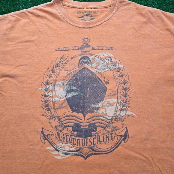 Disney Tshirt Mens XL Orange Short Sleeve Cruise Line‎ Mickey Mouse Casual - Picture 2 of 7